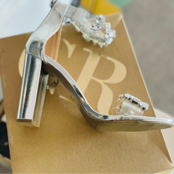 Charlotte Olympia Silver Embellished Heels - Picture 1 of 3
